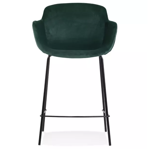 Tabouret snack mi-hauteur design avec accoudoirs en velours pieds métal noir CHIL MINI (Noir, Vert)