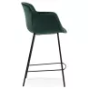 Tabouret snack mi-hauteur design avec accoudoirs en velours pieds métal noir CHIL MINI (Noir, Vert)