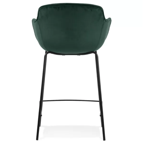 Tabouret snack mi-hauteur design avec accoudoirs en velours pieds métal noir CHIL MINI (Noir, Vert)