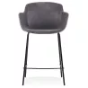 Tabouret snack mi-hauteur design avec accoudoirs en velours pieds métal noir CHIL MINI (Gris, Noir)