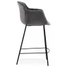 Tabouret snack mi-hauteur design avec accoudoirs en velours pieds métal noir CHIL MINI (Gris, Noir)