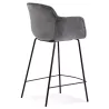 Tabouret snack mi-hauteur design avec accoudoirs en velours pieds métal noir CHIL MINI (Gris, Noir)