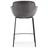 Tabouret snack mi-hauteur design avec accoudoirs en velours pieds métal noir CHIL MINI (Gris, Noir)