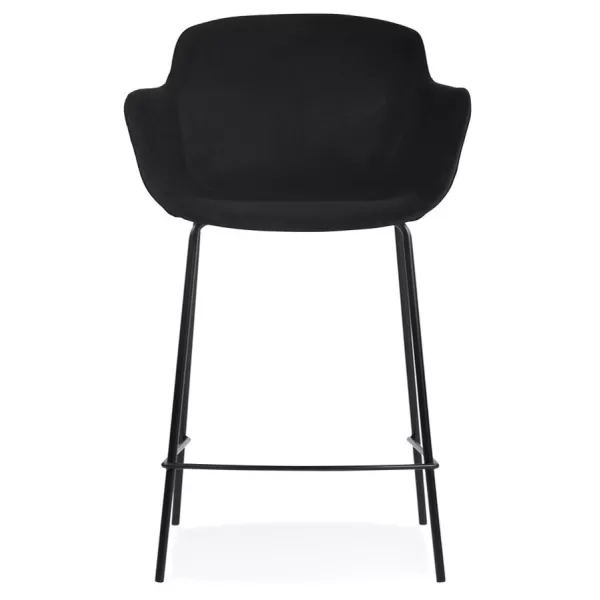 Tabouret snack mi-hauteur design avec accoudoirs en velours pieds métal noir CHIL MINI (Noir)