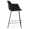 Tabouret snack mi-hauteur design avec accoudoirs en velours pieds métal noir CHIL MINI (Noir)