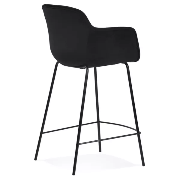 Tabouret snack mi-hauteur design avec accoudoirs en velours pieds métal noir CHIL MINI (Noir)