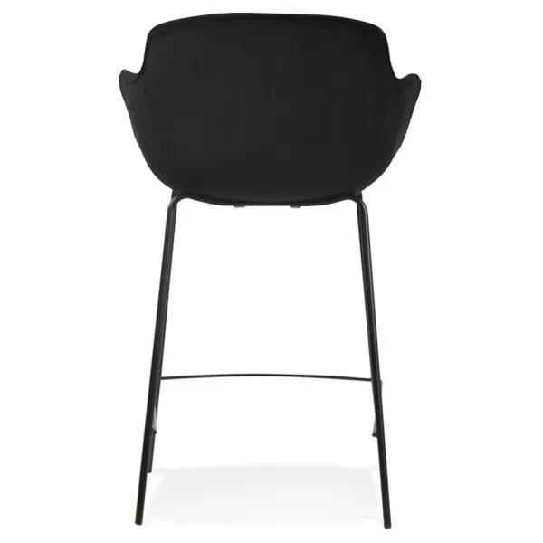 Tabouret snack mi-hauteur design avec accoudoirs en velours pieds métal noir CHIL MINI (Noir)