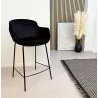 Tabouret snack mi-hauteur design avec accoudoirs en velours pieds métal noir CHIL MINI (Noir)