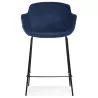 Tabouret snack mi-hauteur design avec accoudoirs en velours pieds métal noir CHIL MINI (Bleu, Noir)