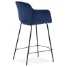 Tabouret snack mi-hauteur design avec accoudoirs en velours pieds métal noir CHIL MINI (Bleu, Noir)