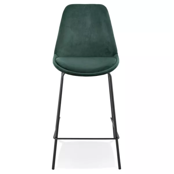 Tabouret snack mi-hauteur SPARK MINI en velours vert et pieds métal noir