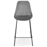 Tabouret snack mi-hauteur SPARK MINI en velours gris et pieds métal noir