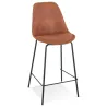 Tabouret snack mi-hauteur TAO MINI en microfibre brune et pieds métal noir