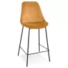 Tabouret snack mi-hauteur SPARK MINI en velours moutarde et pieds métal noir