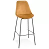 Tabouret de bar SPARK en velours moutarde et pieds métal noir