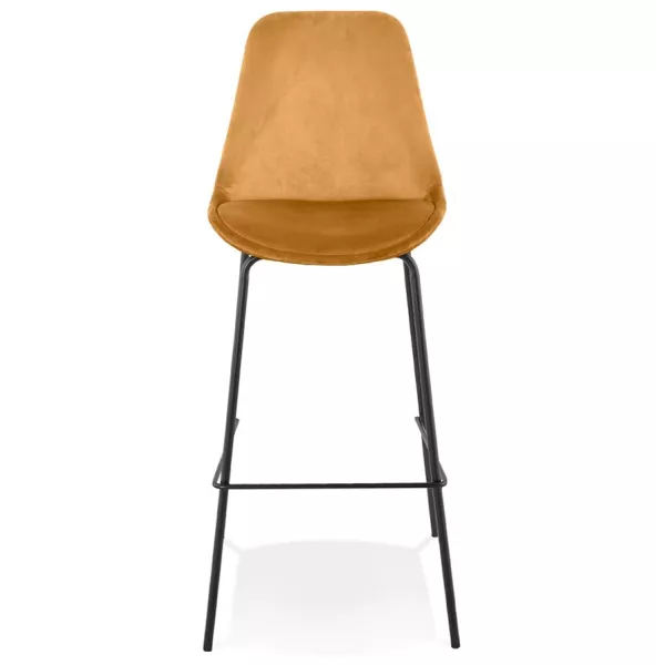 Tabouret de bar SPARK en velours moutarde et pieds métal noir