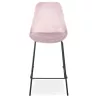 Tabouret snack mi-hauteur SPARK MINI en velours rose et pieds métal noir