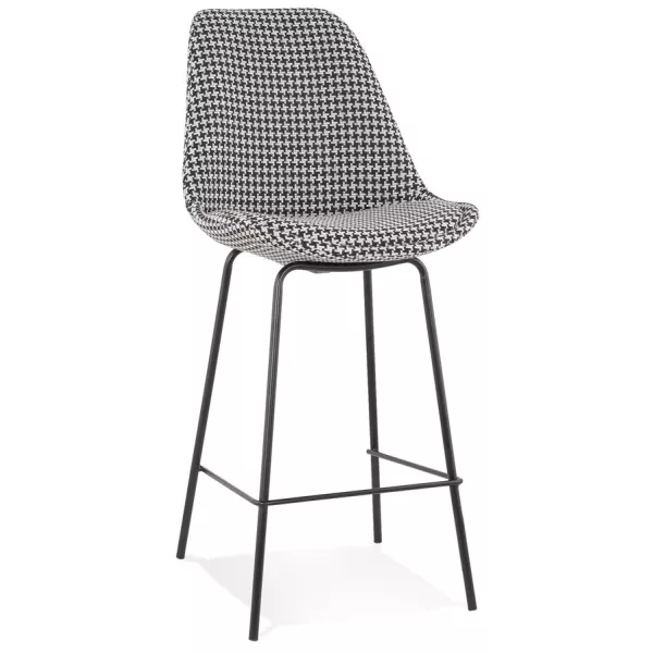 Tabouret snack mi-hauteur SPARK MINI en tissu pied de poule et pieds métal noir