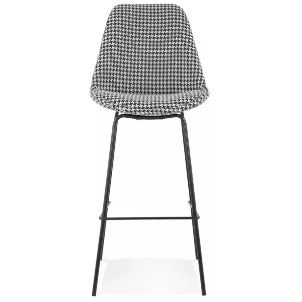 Tabouret de bar SPARK en tissu pied de poule et pieds métal noir