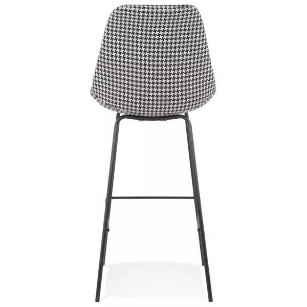 Tabouret de bar SPARK en tissu pied de poule et pieds métal noir