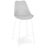 Tabouret snack mi-hauteur LEMON MINI gris pied métal blanc