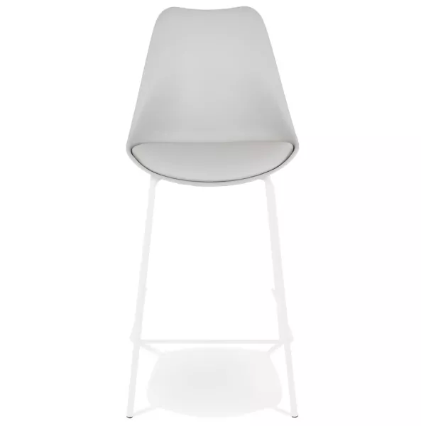 Tabouret snack mi-hauteur LEMON MINI gris pied métal blanc