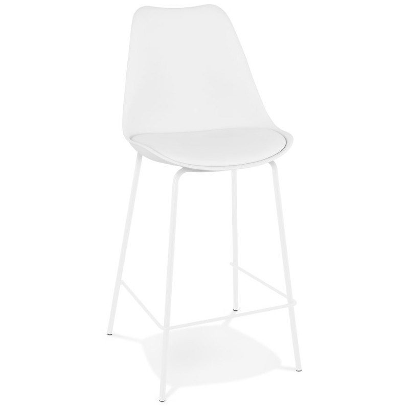 Tabouret snack mi-hauteur LEMON MINI blanc pied métal blanc