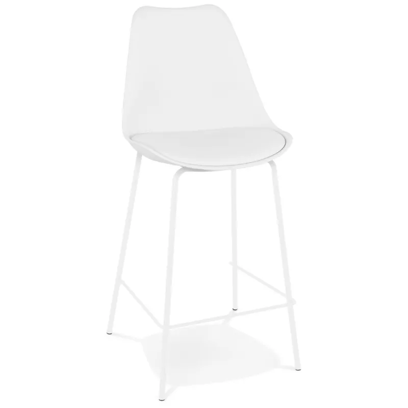 Tabouret snack mi-hauteur LEMON MINI blanc pied métal blanc