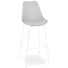 Tabouret de bar design LEMON gris pied métal blanc