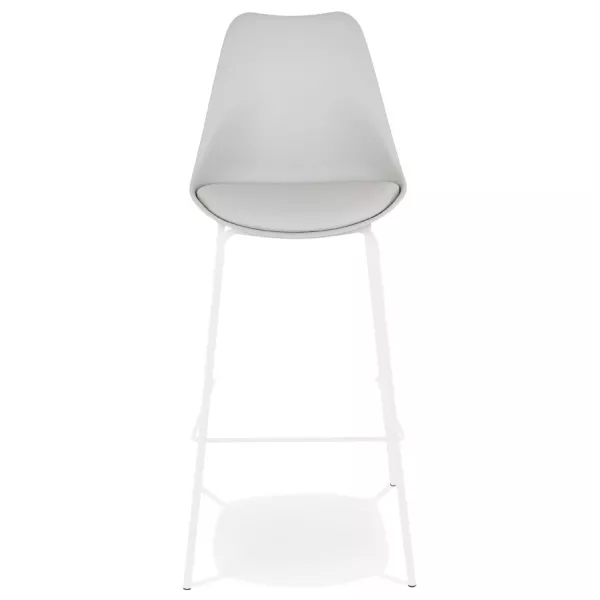 Tabouret de bar design LEMON gris pied métal blanc