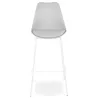 Tabouret de bar design LEMON gris pied métal blanc