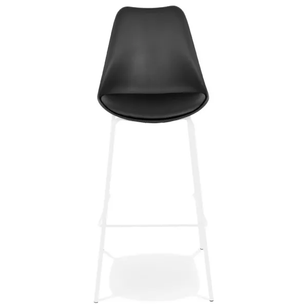 Tabouret de bar design LEMON noir pied métal blanc