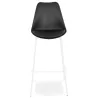 Tabouret de bar design LEMON noir pied métal blanc