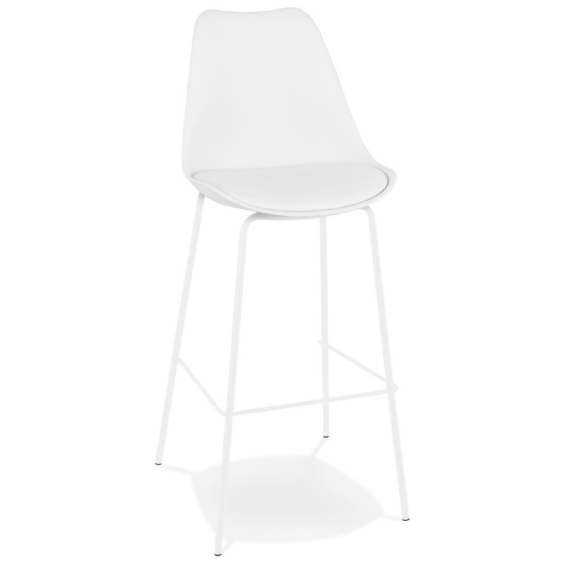 Tabouret de bar design LEMON blanc pied métal blanc