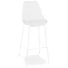 Tabouret de bar design LEMON blanc pied métal blanc