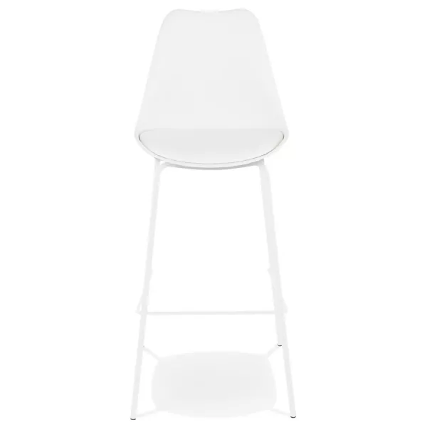 Tabouret de bar design LEMON blanc pied métal blanc