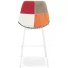 Tabouret snack mi-hauteur CAPSUL MINI style patchwork pied métal blanc