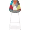 Tabouret de bar CAPSUL style patchwork pied métal blanc