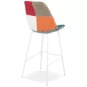 Tabouret de bar CAPSUL style patchwork pied métal blanc