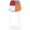 Tabouret de bar CAPSUL style patchwork pied métal blanc