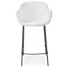 Tabouret snack mi-hauteur design avec accoudoirs tissu bouclé pieds métal noir CHIL MINI (Blanc)