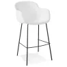 Tabouret de bar design avec accoudoirs en tissu bouclé pieds métal noir chil mini CHIL MINI (Blanc)