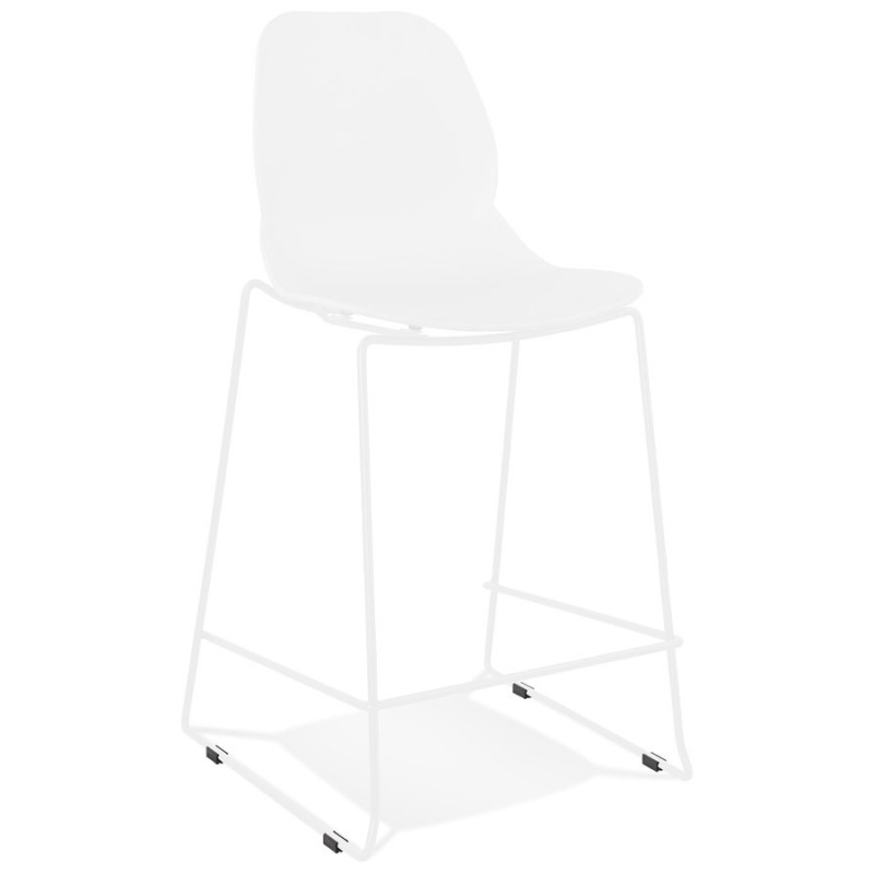 Tabouret snack mi-hauteur BERLIN MINI blanc empilable pied métal blanc