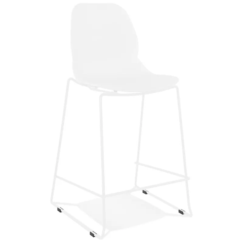 Tabouret snack mi-hauteur BERLIN MINI blanc empilable pied métal blanc