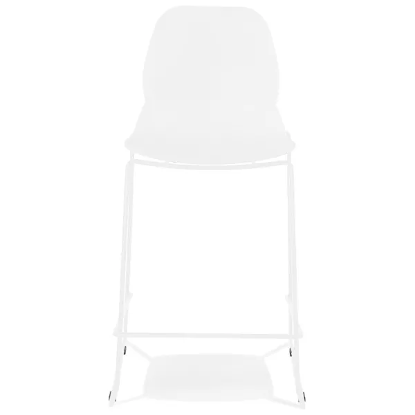 Tabouret snack mi-hauteur BERLIN MINI blanc empilable pied métal blanc