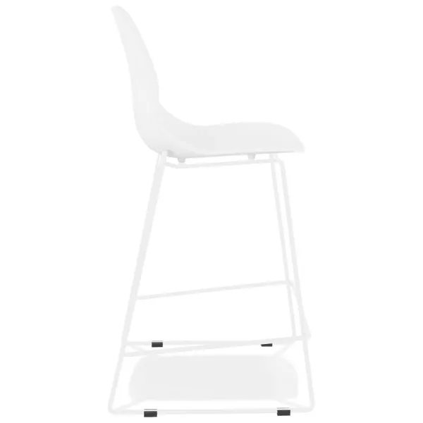 Tabouret snack mi-hauteur BERLIN MINI blanc empilable pied métal blanc