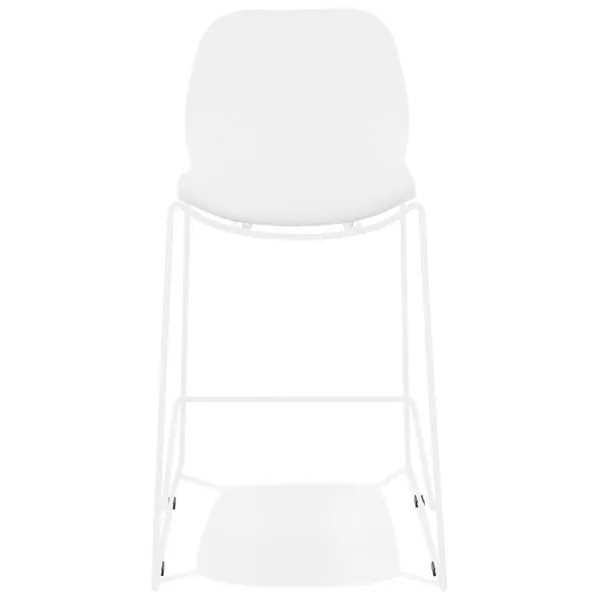 Tabouret snack mi-hauteur BERLIN MINI blanc empilable pied métal blanc