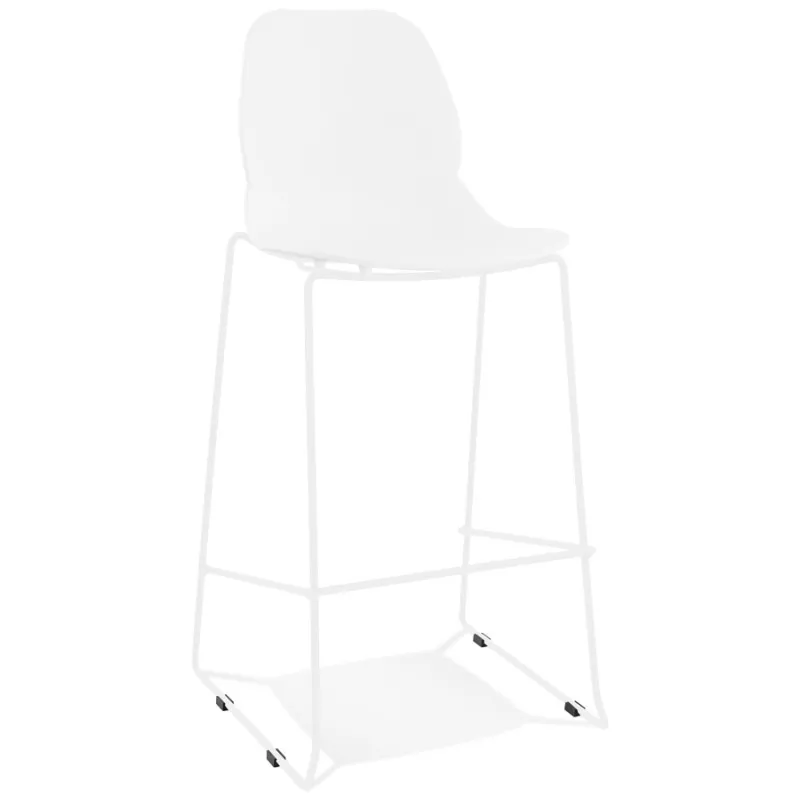 Tabouret de bar design empilable BERLIN blanc pied métal blanc