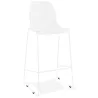 Tabouret de bar design empilable BERLIN blanc pied métal blanc