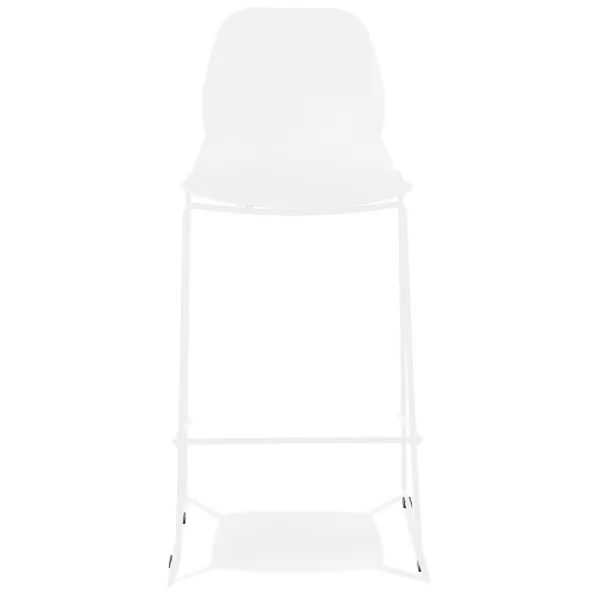 Tabouret de bar design empilable BERLIN blanc pied métal blanc